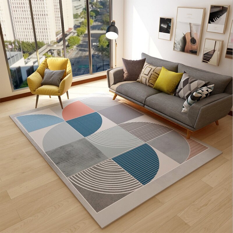 Qfdian Cozy apartment aesthetic valentines day decoration Boho Style Carpet Table Bedside Kids Play Mat Crystal Velvet Modern Printing Geometric Non-slip Area Rug for Living room/Bedroom