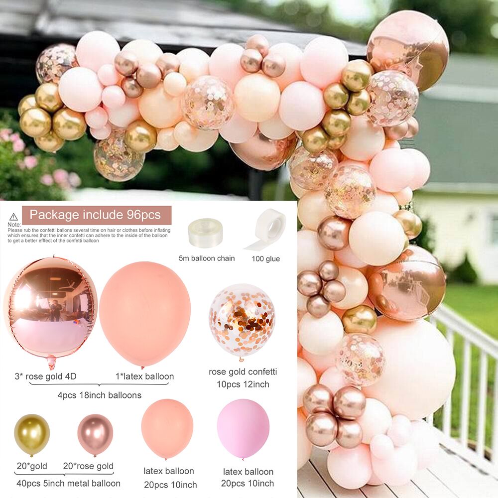 Qfdian Party decoration hot sale new Rose Apricot Balloon Garland Arch Kit Wedding birthday party decoration kids Confetti Latex Balloons Baby Shower Decor