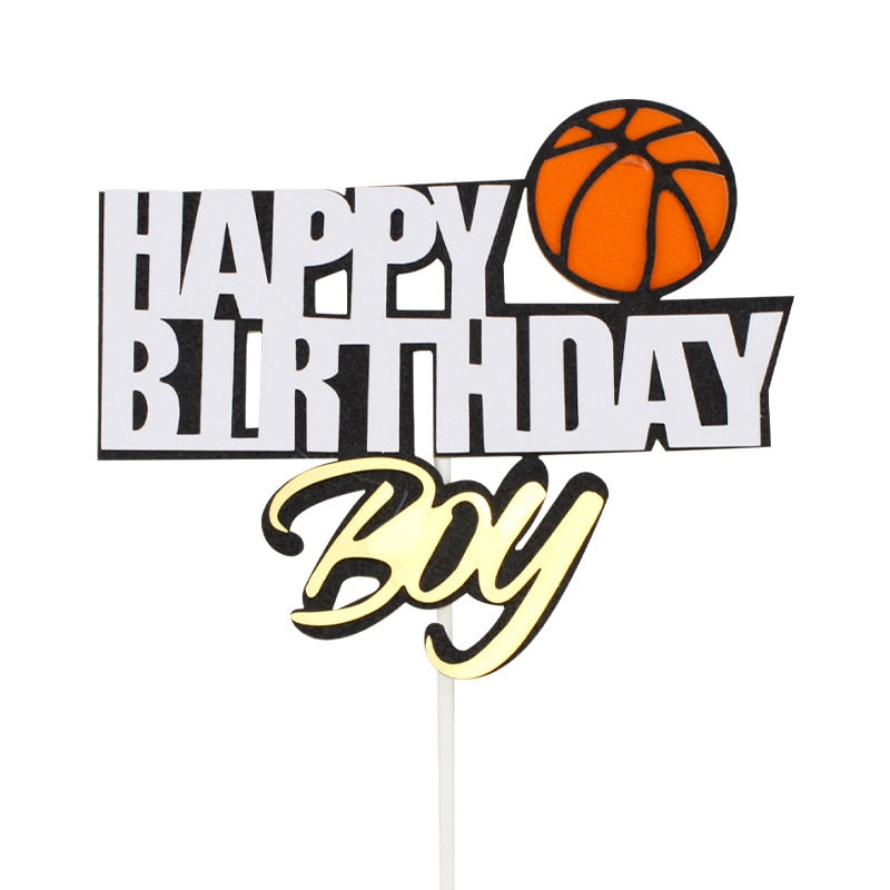 Qfdian halloween decorations christmas decorations Basketball Football Theme Party Cupcake Topper Happy Birthday Cake Topper Flage For Kids Boy Birthday Party Cake Decors Supplies