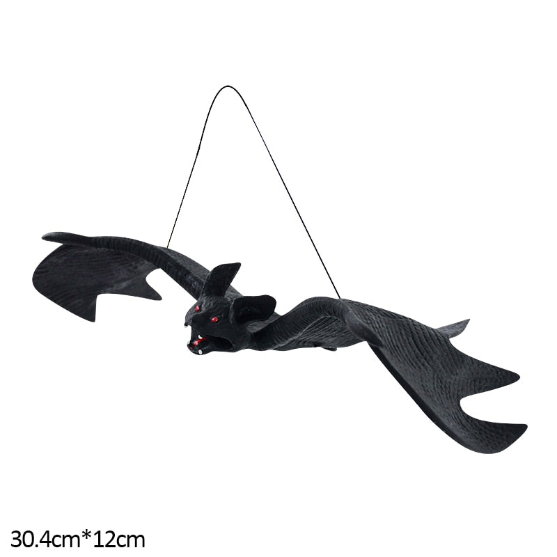 Qfdian halloween decorations halloween costumes halloween gift1pc Lifelike Fake Bat Halloween Hanging Decoration Haunted House Horror Props Halloween Party DIY Ornament Soft Bat Kids Toy