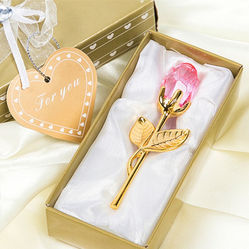 Qfdian valentines day gifts for her Valentines Day Gift Crystal Glass Rose Artificial Flower Silver Gold Rod Rose Flower for Girlfriend Wedding Gifts for Guest