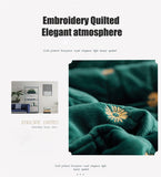 Qfdian Cozy apartment aesthetic Embroidery Coral Fleece Mattress Protector Fitted Sheet Style Cover for Mattress Solid Color Quilted Thick Soft Pad for Bed