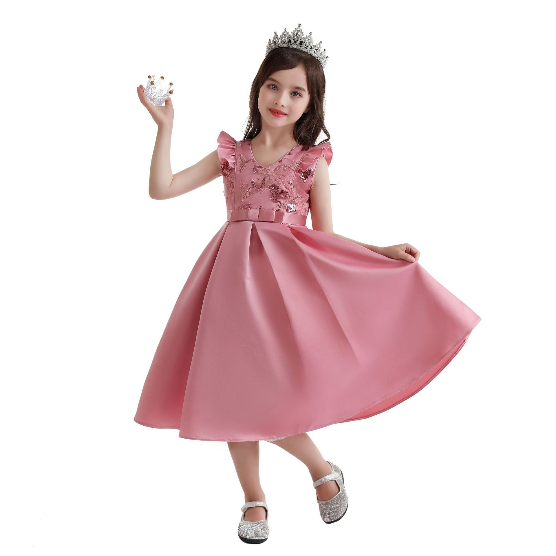 QFDIAN Kids Girl Striped Dresses Christmas Flower Girl Party Princess Dresses Children Clothes For 2 6 8 10 Years old Girls Gown Dress