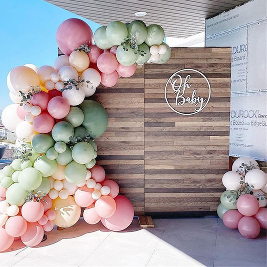 Qfdian wedding decorations hot sale new 129Pcs Pink Mix Avocado Green Color Latex Balloons Garland Kit Balloon Arch Wedding Decorations Baby Shower Home Decors Globos