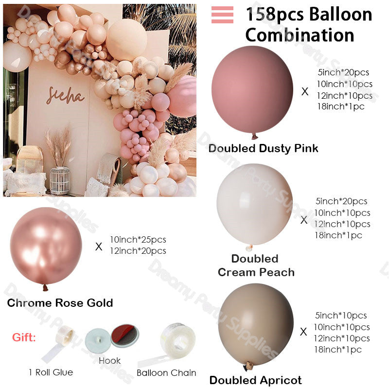 qfdian DIY Doubled Cream Peach Apricot Balloons Garland Retro Pink Ballon Kit Rose Gold Globos Wedding Birthday Baby Shower Party Decor