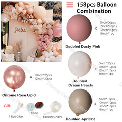 qfdian DIY Doubled Cream Peach Apricot Balloons Garland Retro Pink Ballon Kit Rose Gold Globos Wedding Birthday Baby Shower Party Decor