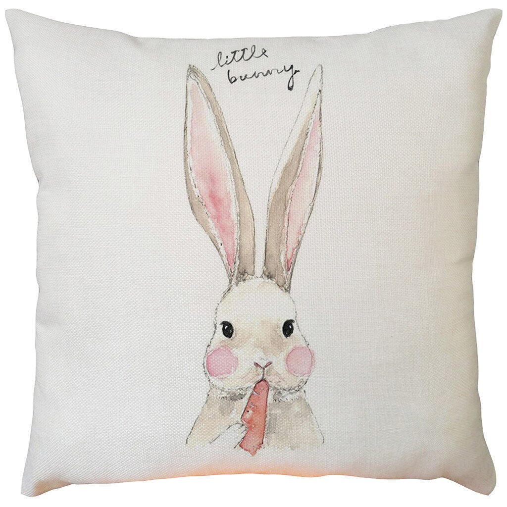 Qfdian easter decorations clearance Happy Easter Cushion Cover Bunny Eggs Decorative Pillow Cover Easter Rabbit Print Pillow Case Sofa Car Cushion Cover Home Decor