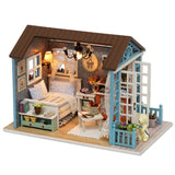 Qfdian DIY Dollhouse Wooden Miniature Doll House With Furniture Toys For Children Christmas Gift