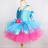 Qfdian halloween decorations halloween costumes Trolls Tutu Dress for Girls Princess Poppy Birthday Costumes for Kids Magic Elves Halloween Dresses Girl Fairy Flower Outfits