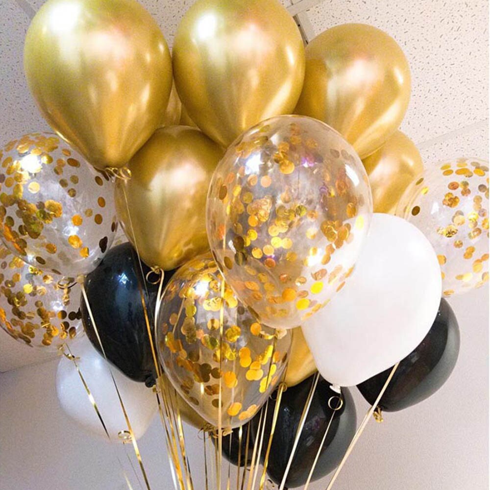 Qfdian Party decoration valentines day  20pcs 12inch Metallic Gold Balloons Metal Latex Confetti Balloon Baby Shower Birthday Wedding Decoration Party Ballon Supplies