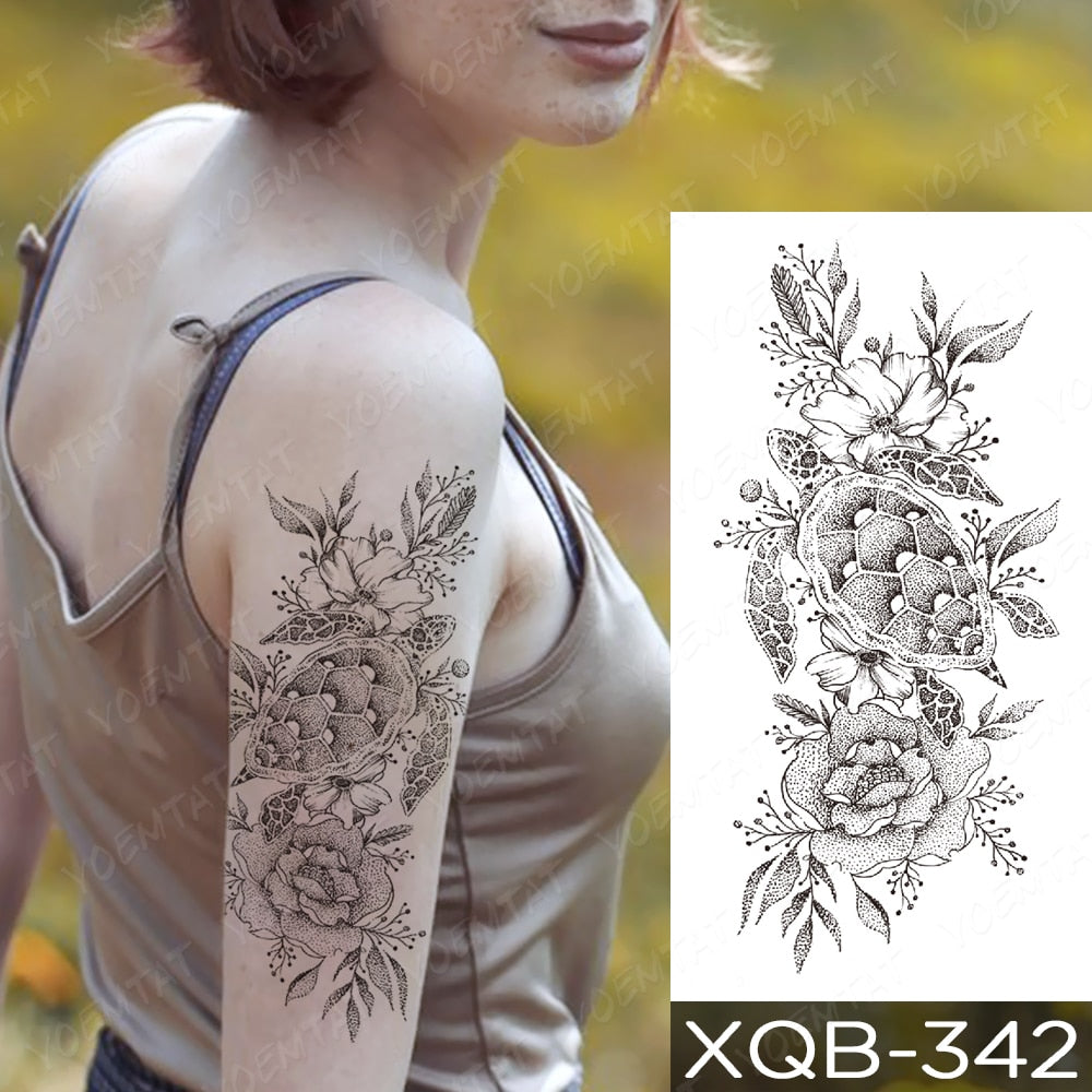 Qfdian Waterproof Temporary Tattoo Sticker I Love You Flash Tattoos Lip Print Butterfly Flowers Body Art Arm Fake Sleeve Tatoo Women