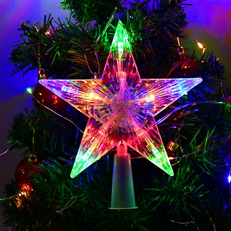 Qfdian wedding decorations Christmas Tree Top Star LED Light Lamp Christmas Decorations For Home Xmas Tree Ornaments Navidad New Year 2022 Natal Noel