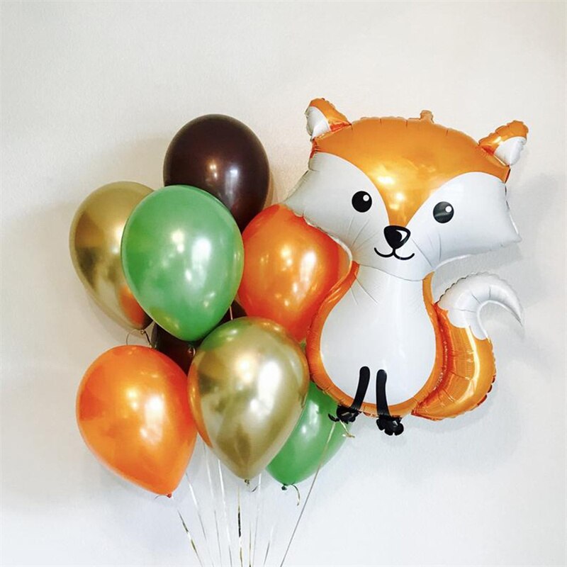 Qfdian Party decoration 1 set Jungle Safari Birthday Party Decorations Balloons Cartoon Animal Fox Foil Ballons Kids Anniversaire Supplies Baby Shower