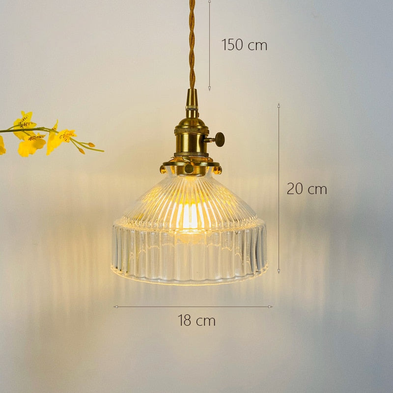 Qfdian home decor hot sale new Japanese Indoor Pendant Lights Glass Luminaria Decoration Modern Brass Led Hanging Lamp for Bedroom Kitchen E27 Bulb Amber Gray