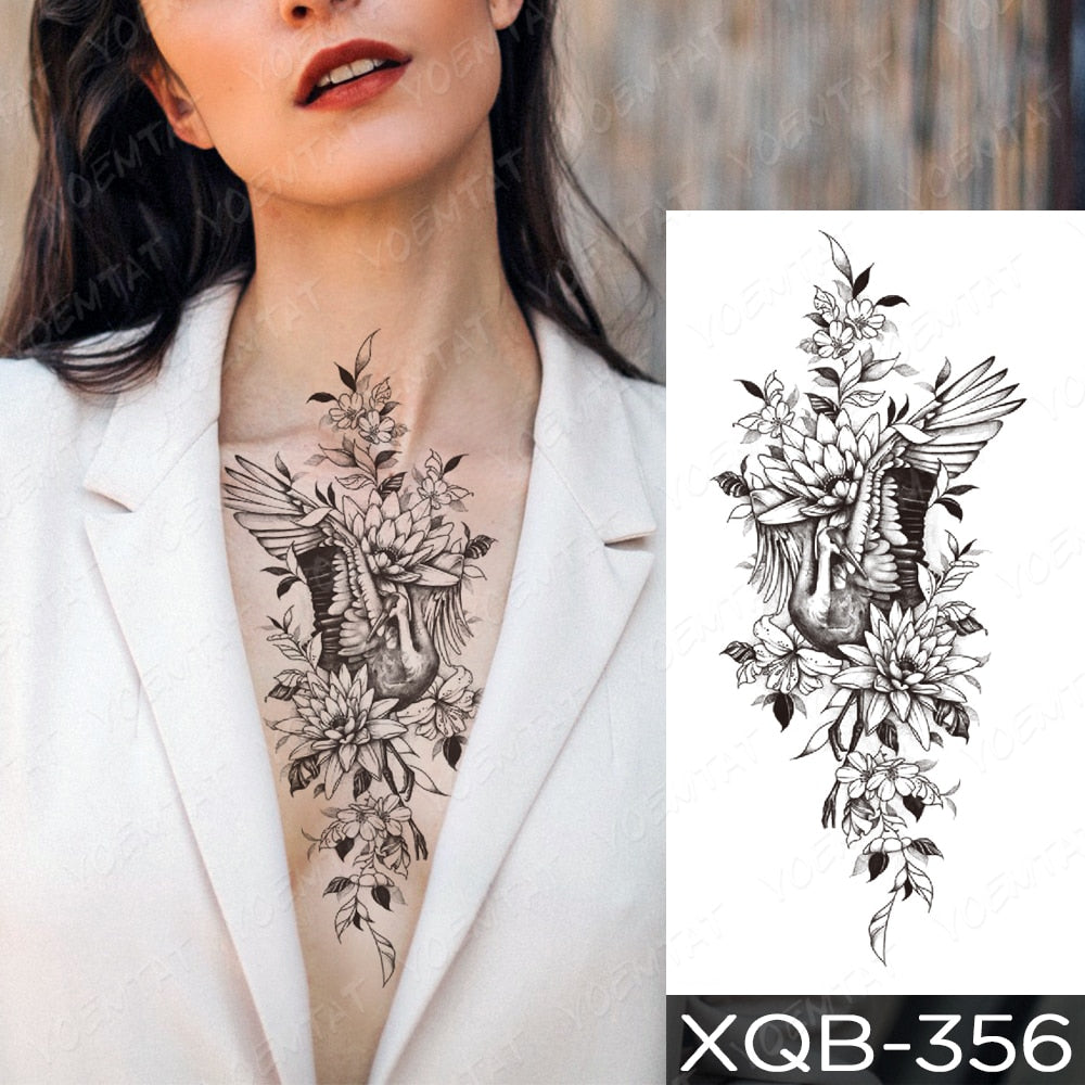 Qfdian Waterproof Temporary Tattoo Sticker I Love You Flash Tattoos Lip Print Butterfly Flowers Body Art Arm Fake Sleeve Tatoo Women