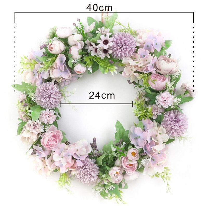 Qfdian wedding decorations hot sale new 30cm/40cm multiple styles Silk Peony Artificial Flowers Wreaths Door Perfect simulation Garland For Wedding Home Partydecoration