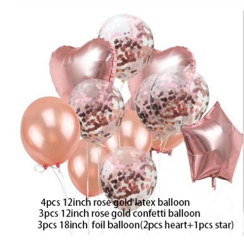 Qfdian Party gifts Party decoration hot sale new  hot sale new Rose Gold Themed Birthday Party Decorations Champagne Bottle Birthday Number Heart Foil Balloons Adult Party Air Helium Globos