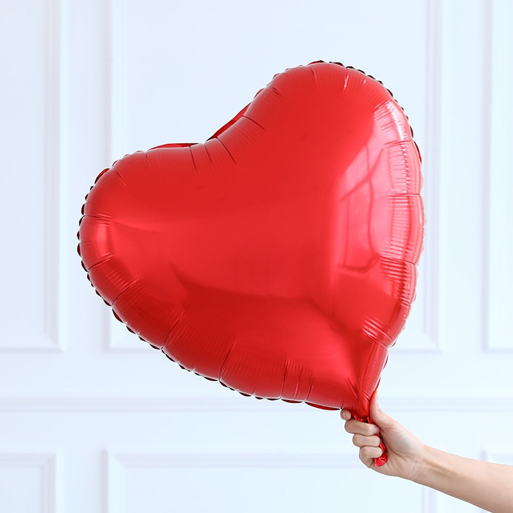 Qfdian valentines day gifts for her 24inch Heart love Balloons шарики Inflatable Foil Balloon for Wedding Valentine Day Decorations Helium Ballon I love you Globos