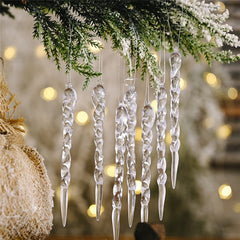 Qfdian dorm decoration ideas  3/6/12PCS Navidad Christmas Decorations for Home Simulation Ice Xmas Tree Hanging Ornament Fake Icicle Props New Year