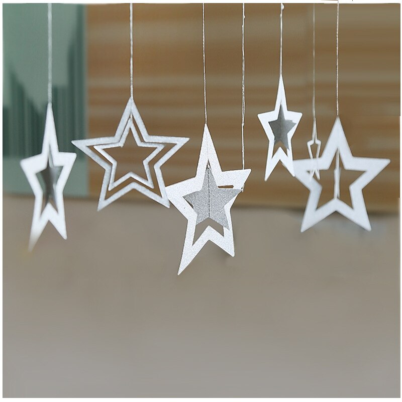 Qfdian dorm decoration ideas 7pcs/lot Twinkle Star Paper Pendant Garland Ornaments Christmas Decorations for Home New Year 2022 natal Noel Decor Navidad