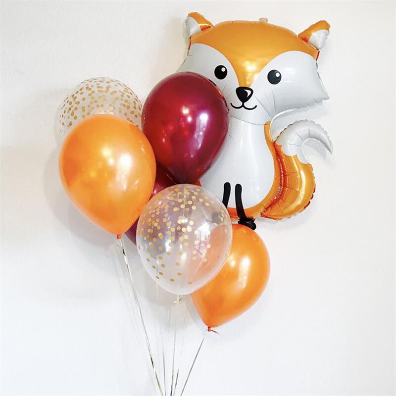 Qfdian Party decoration 1 set Jungle Safari Birthday Party Decorations Balloons Cartoon Animal Fox Foil Ballons Kids Anniversaire Supplies Baby Shower