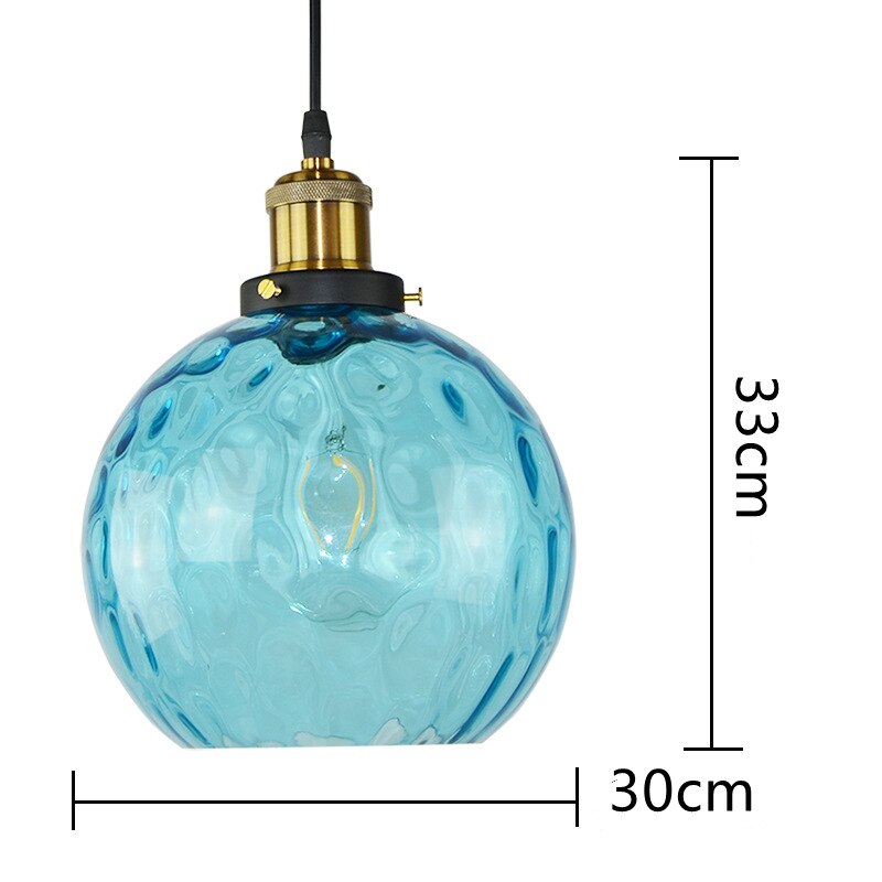 Modern Led Glass Ball Pendant Light Blue Hanging Lighting Living Dining Room Kitchen Bedroom Lamp Corridor Hotel Decoration Home