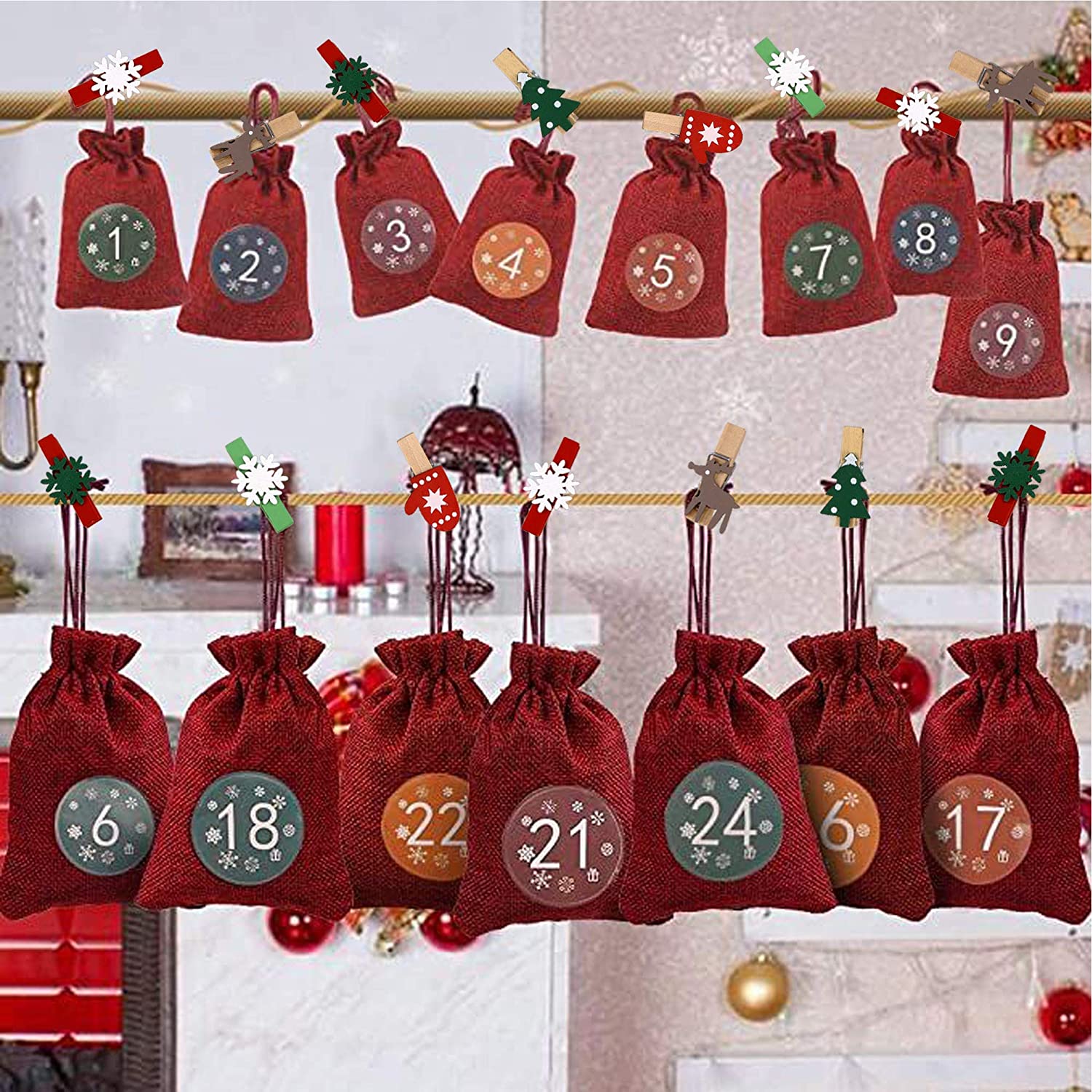 Qfdian halloween decorations christmas decorations 10pcs Christmas Wooden Clips New Year Party Decoration Photo Wall Clip DIY Christmas Ornaments Decorations for Home Xmas Tree