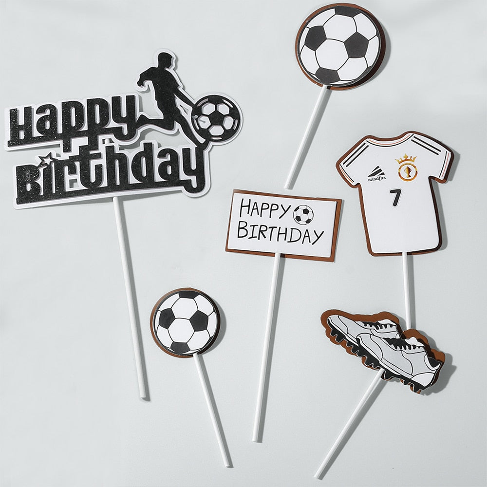 Qfdian halloween decorations christmas decorations Basketball Football Theme Party Cupcake Topper Happy Birthday Cake Topper Flage For Kids Boy Birthday Party Cake Decors Supplies