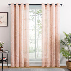 Qfdian valentines day gifts for her Lily Sheer Curtains for Living Room Bedroom Kitchen Window Treatment Flowers Voile Elegant Tulle Drapes Home Decoration