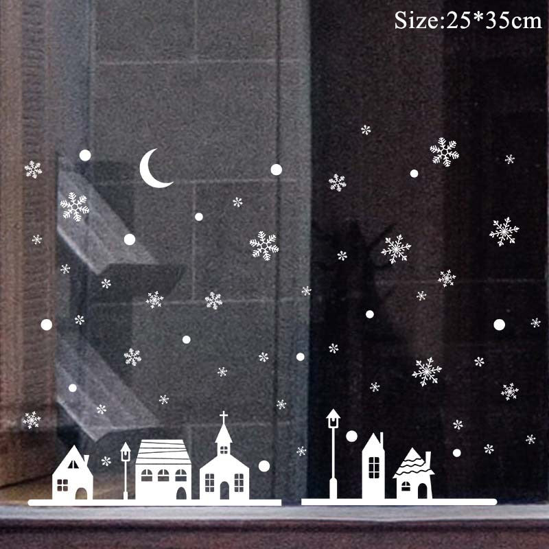 Qfdian Christmas  Window Stickers Christmas Decorations for Home Navidad 2021 Christmas Ornaments Xmas Party Decor Happy New Year 2022