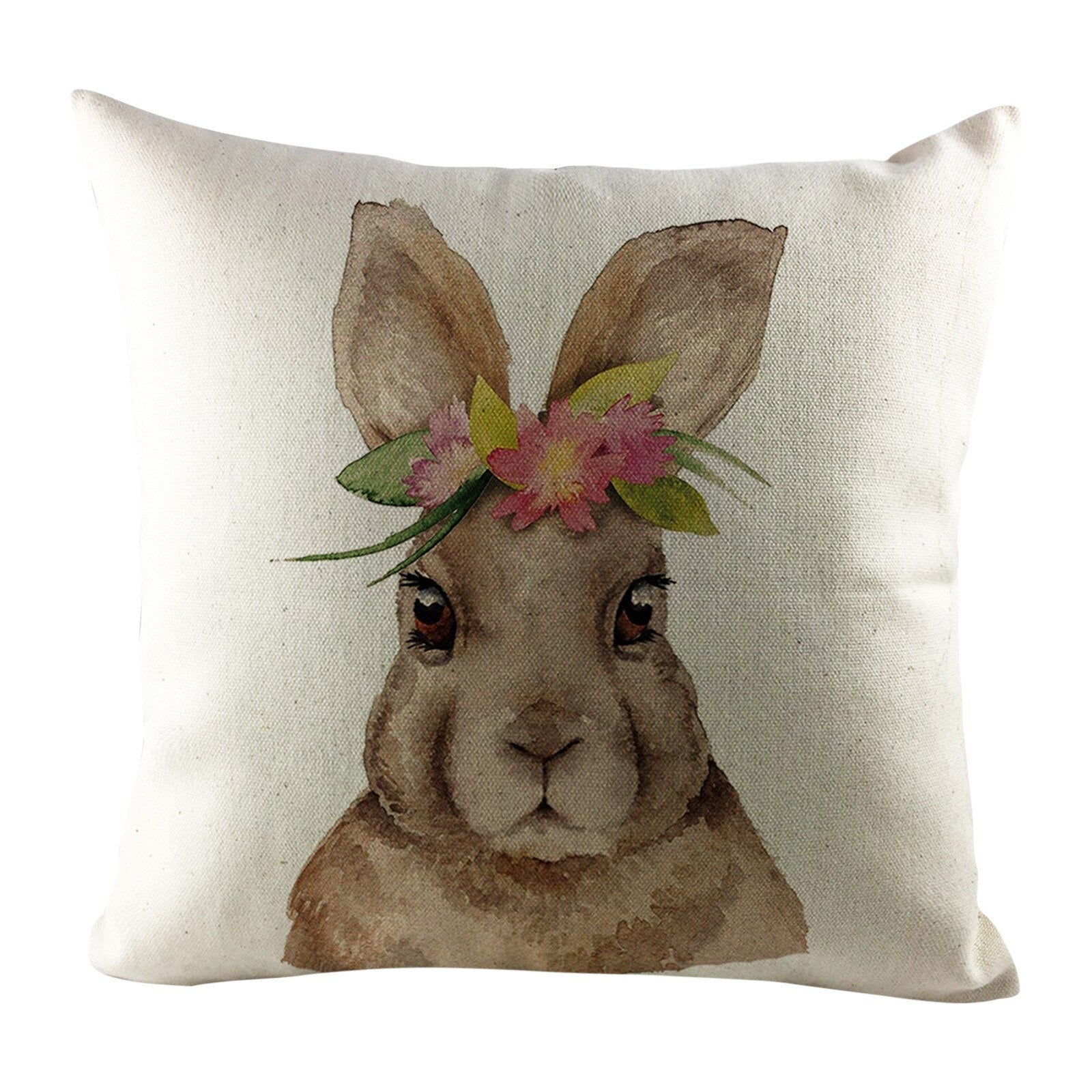 Qfdian easter decorations clearance Happy Easter Cushion Cover Bunny Eggs Decorative Pillow Cover Easter Rabbit Print Pillow Case Sofa Car Cushion Cover Home Decor