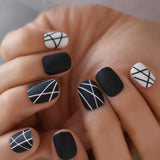 QFDIAN Beige French Nails White Tip Squoval False Nails Short Medium Size Ladies Artificial Manicure Tips for Daily Wear