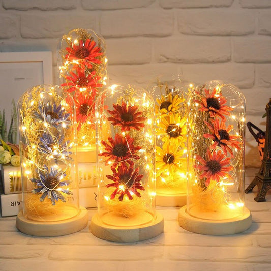 Qfdian Party decoration LED Light Artificial Flower Valentines Day Gift Wedding Favors Gift For Guests Home Table Decorations Drop Shipping