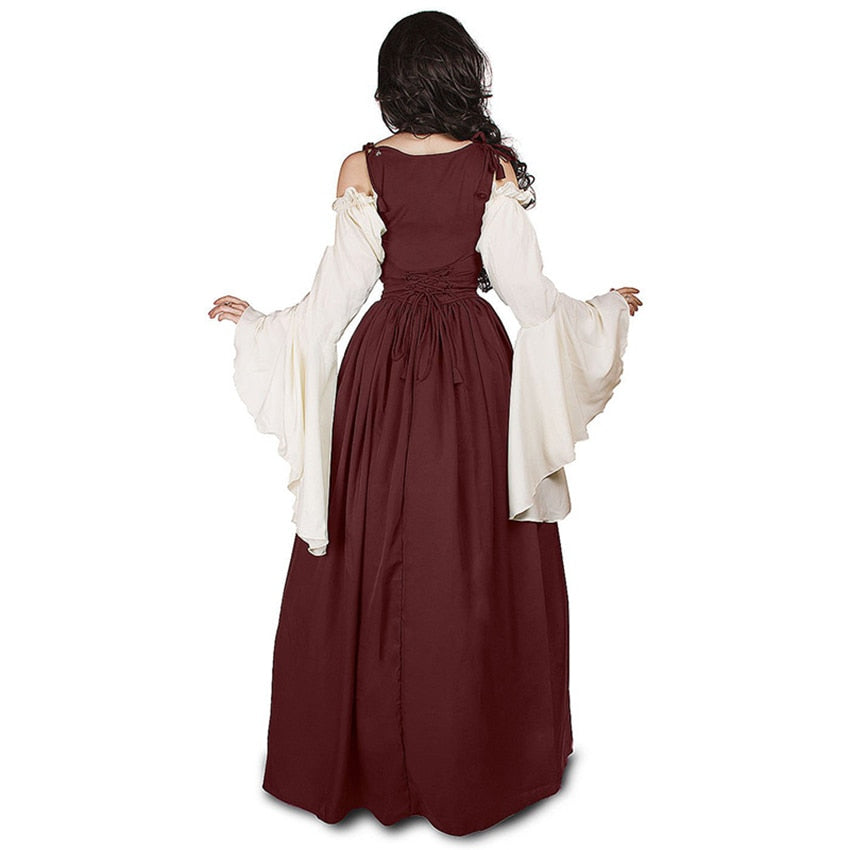 Qfdian S-6XL Medieval Punk Dress Cosplay Halloween Costumes Women Palace Carnival Party Disguise Princess Female Victorian Vestido Robe