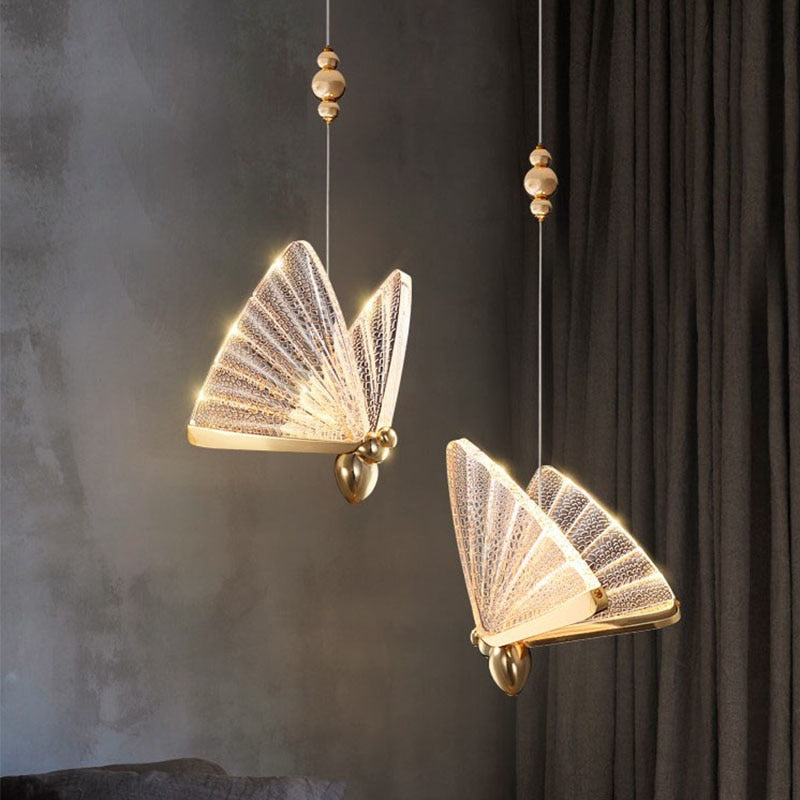 Qfdian home decor hot sale new Butterfly Led pendant Lights Indoor Lighting Nordic Hanging Lamp Bedside Staircase Home Modern Bedroom Art pendente iluminação