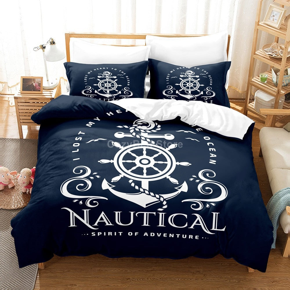 Marine Anchor Bedding Set Ocean Sea 3d Duvet Cover Sets Comforter Bed Linen Twin Queen King Single Size Blue Ship Vessel Kids