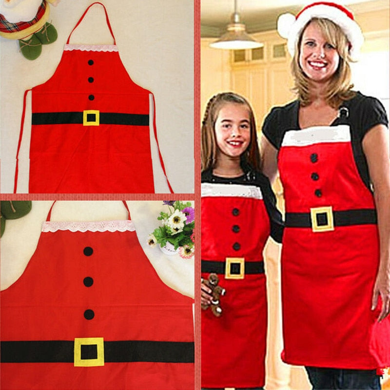 Qfdian Christmas Kitchen Aprons for Woman Children Xmas Decoration Aprons for Women Men Dinner Party Cooking Apron Baking Accessories