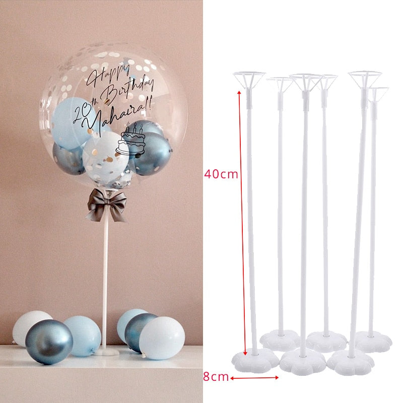 Qfdian halloween decorations christmas decorations 6pcs 40cm Balloon Stand Balloon Holder Column Tulle Balloon Kids Birthday Wedding Party Table Baby Shower Decoration Table Decor