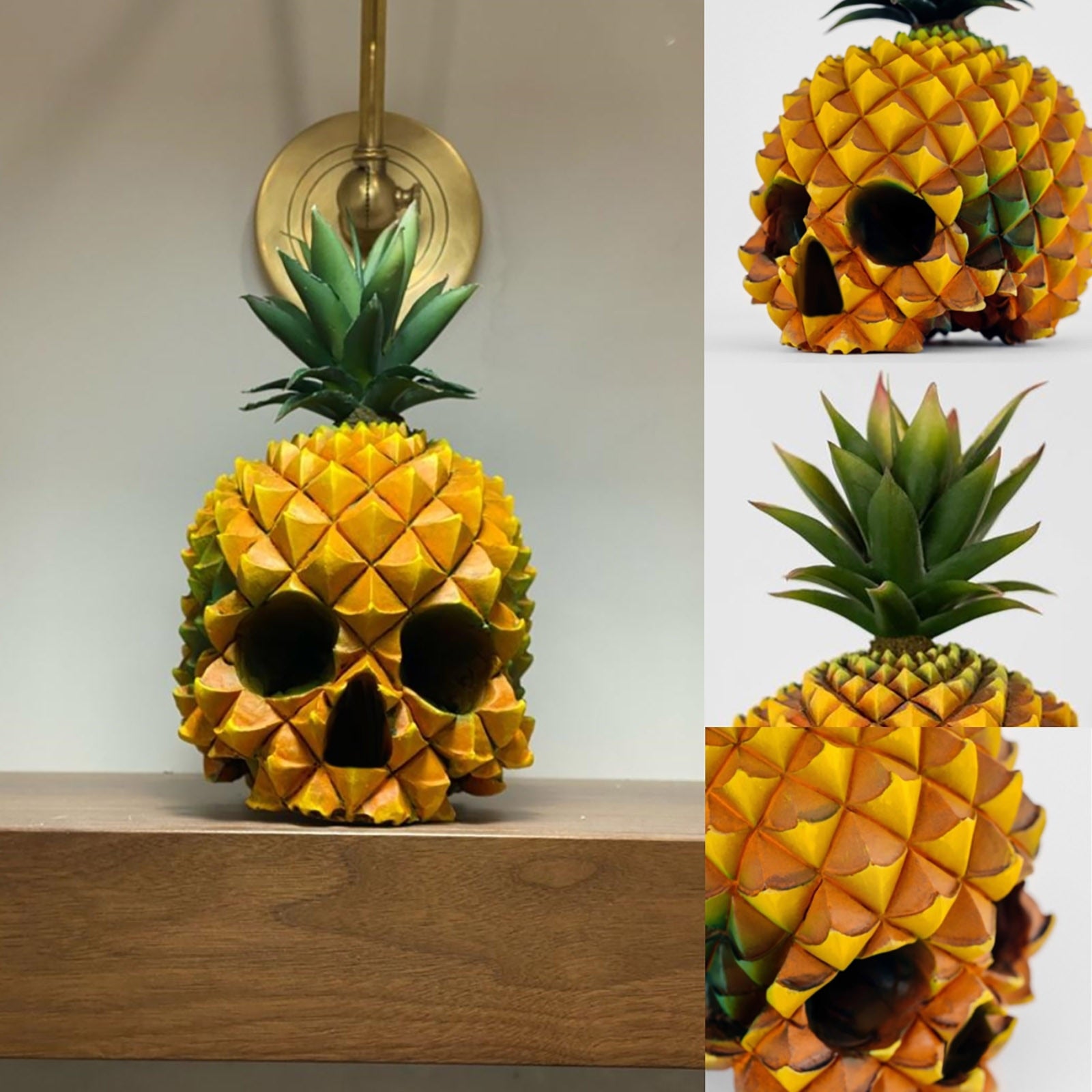 Qfdian Resin Skull Pineapple Storage Figurines Modern Fruit Box Halloween Decoration Interior Home Decor Desk Or Home Table Decoration