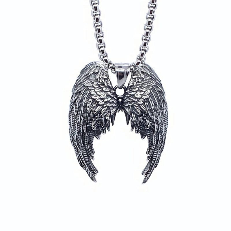 Qfdian father's day gifts Fashion Exquisite Angel Wing Pendant Necklace for Men and Women Couples Punk Trend Jewelry Gifts