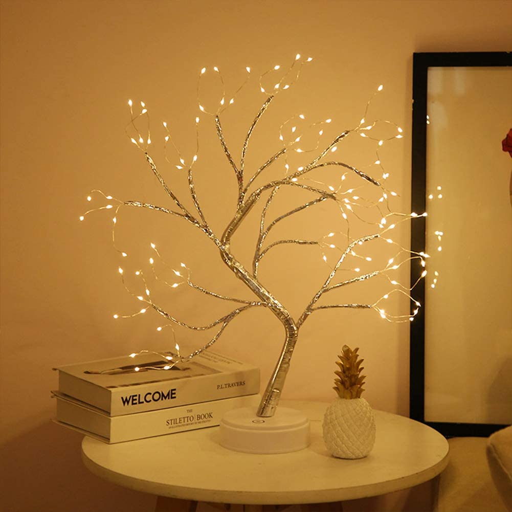 Qfdian 36/108 leds USB Bonsai Lamp Gypsophila Tree Night Light Touch Copper Wire Table Lamp Home Party Wedding Christmas Holiday Decor