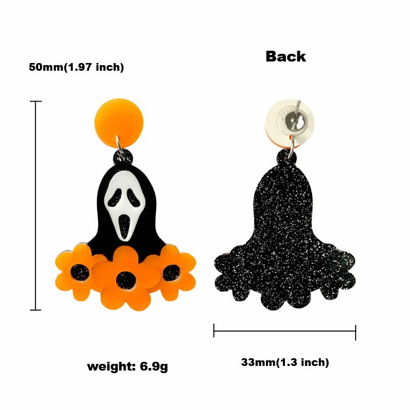 Qfdian halloween decorations halloween costumes halloween gift PF1271 Halloween Horror figure Unusual Earrings Trend Japanese Acrylic Earrings for Women Women's Jewelry Accessories Gifts