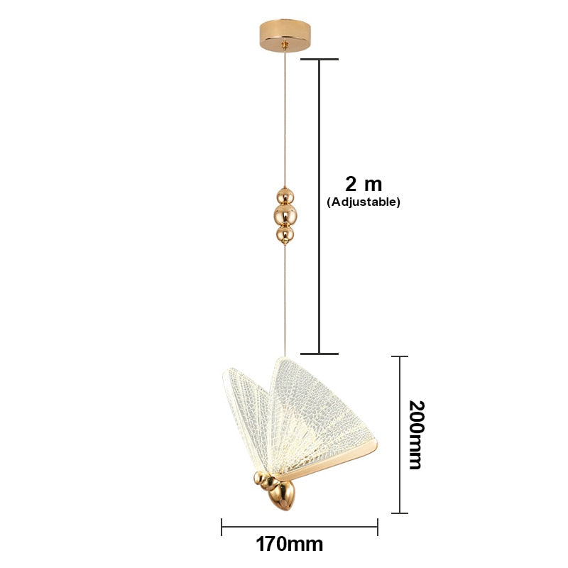 Qfdian home decor hot sale new Butterfly Led pendant Lights Indoor Lighting Nordic Hanging Lamp Bedside Staircase Home Modern Bedroom Art pendente iluminação