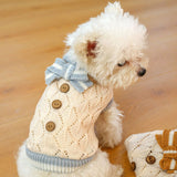 Qfdian Pet Outfits Classic Dog Winter Sweater with Tie Thick Weaving Warm Pet Cat Clothing Lovely Princess New Year Coat Christmas Dog Clothes