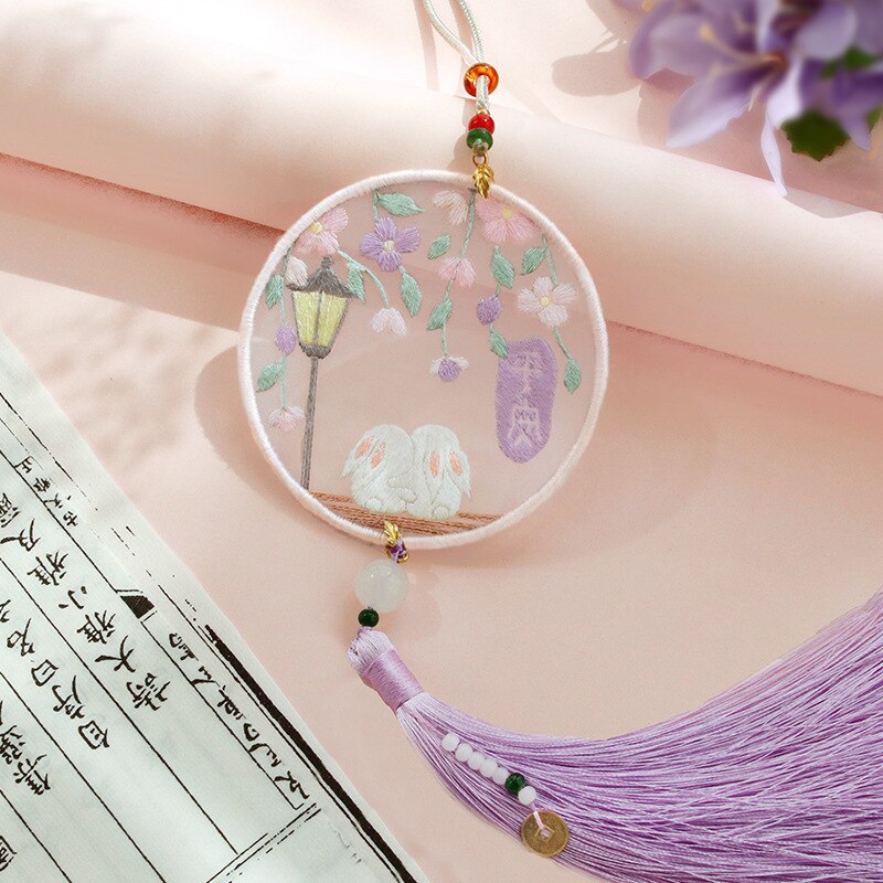 Embroidery diy Hand embroidery Cross-stitch rabbit Needlework Knitting accessorie Material package Crafts for Jewelry pendant