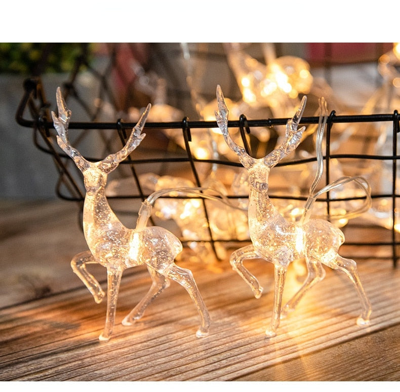 Qfdian Christmas decorations 1.5m 10LED Christmas Reindeer String Light Garland Decoration For Home Christmas Ornaments Natal New Year 2022 Party Supplies