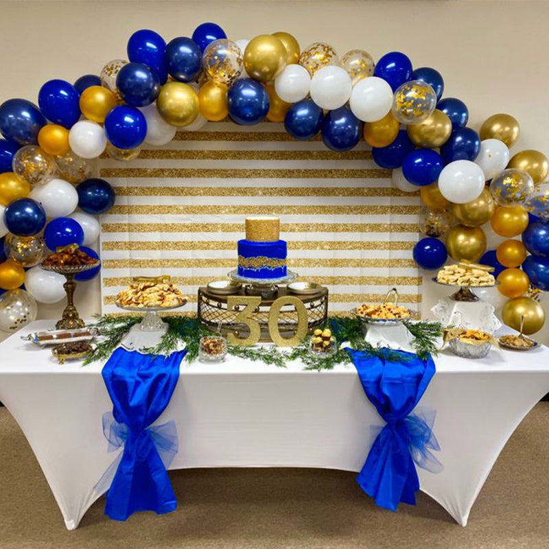 Qfdian 102pcs/lot Navy Blue Gold Metallic Balloon Arch Kit Wedding Birthday Party Macaron Latex Confetti Balloons Garland Decor Balaos