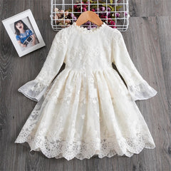 QFDIAN Summer Teens Girl Dresses For Child Floral Short Sleeve Gowns Children Dresses Lace Party Dress Vestido Infantil 3 to 8 Years