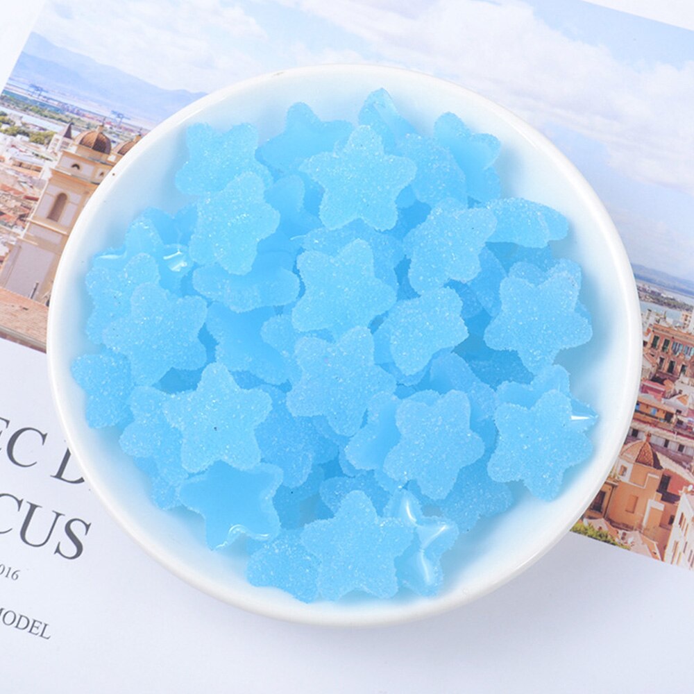 Qfdian home decor 10Pcs Flatback Resin Cabochons Simulation Candy Star Resin Cabochon Scrapbooking Embellishment DIY Accessories Decoration