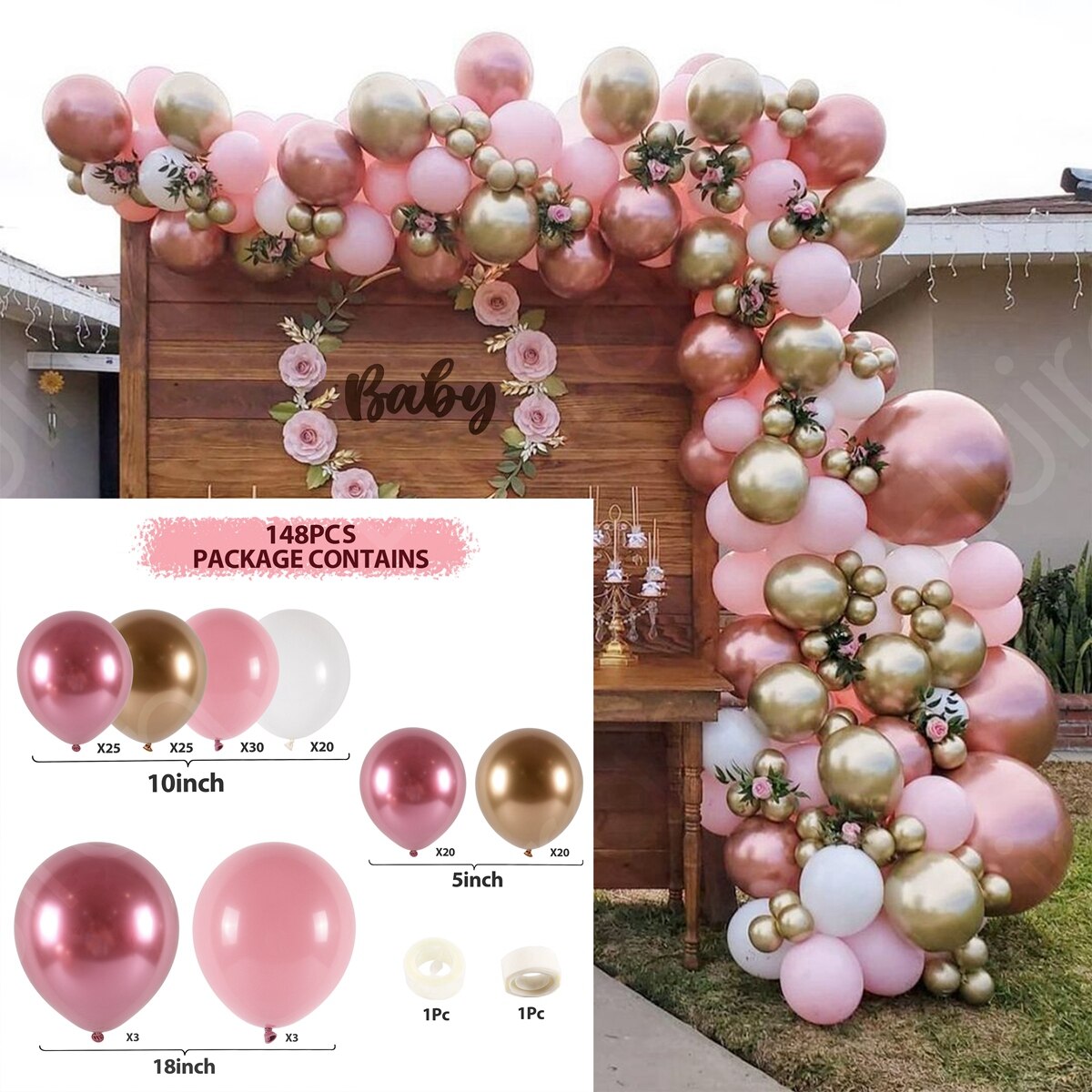 Qfdian 104pcs Bule Silver Macaron Metal Balloon Garland Arch Wedding Birthday Balloons Decoration Party Balloons For Kids Baby Shower